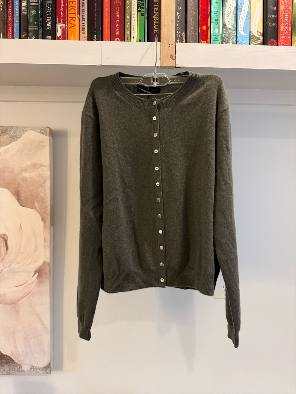 Zara Olive Green Button-Front Women's Sweater
